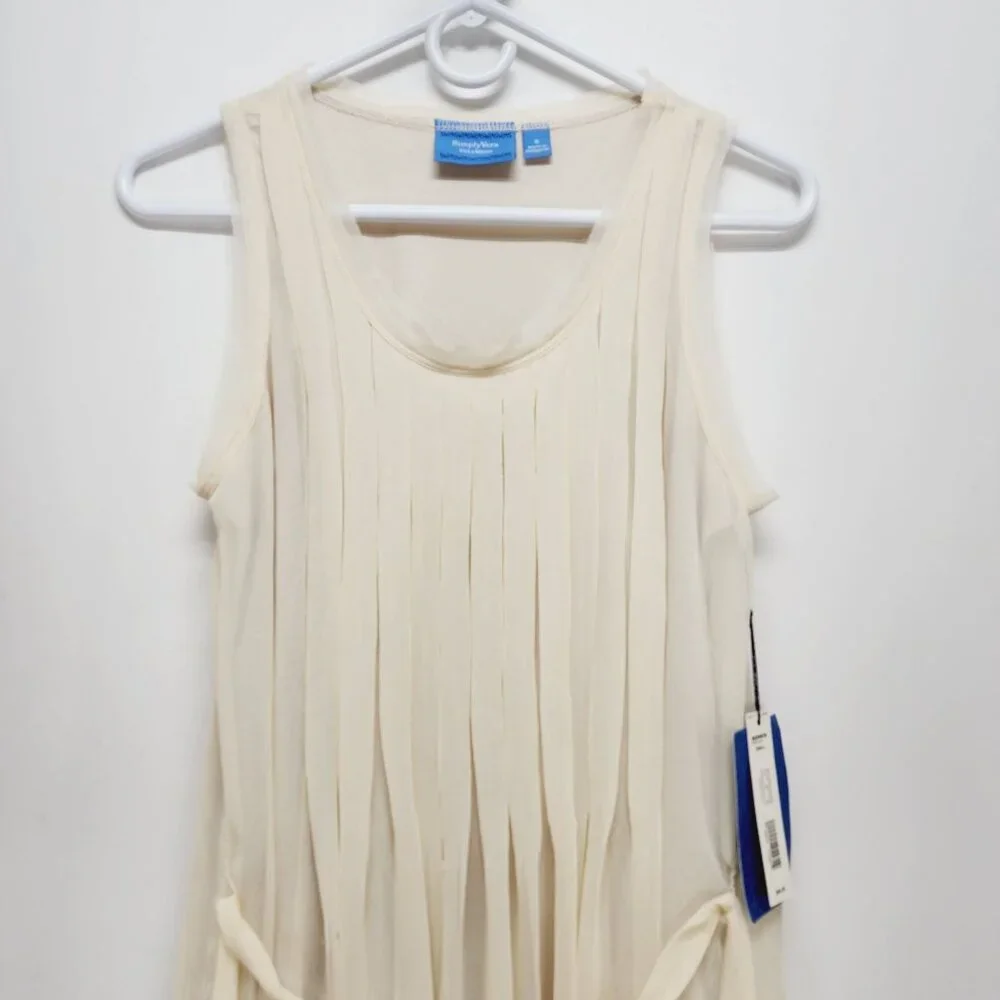 Simply Vera Vera Wang chiffon mid Dress Womens Sleeveless Pleated  beige Size S